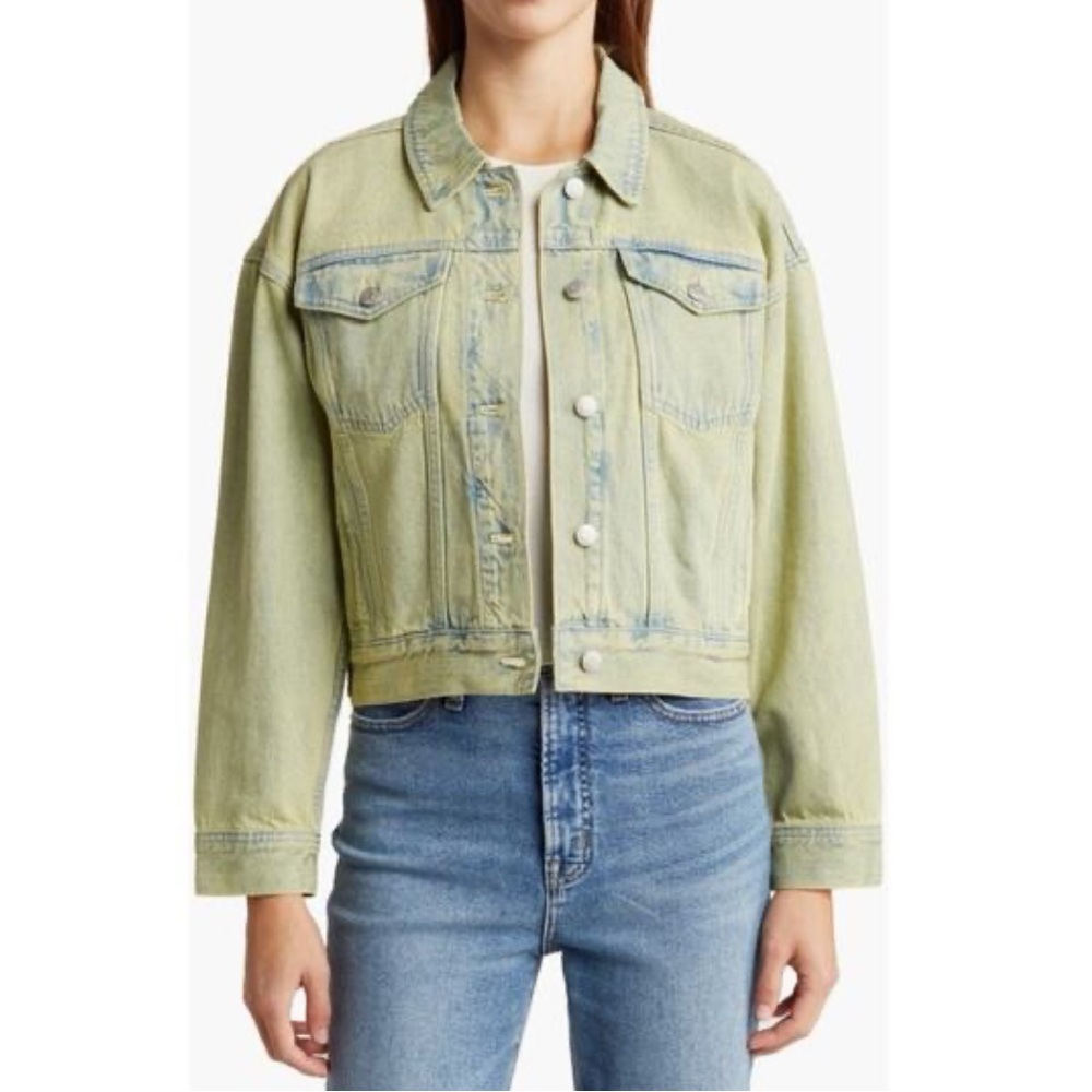 NWOT Madewell Oversized Denim Crop Trucker Jacket - Picture 1 of 11